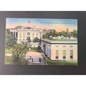 Vintage Postcard Washington DC White House Executive Offices Linen Ephemera